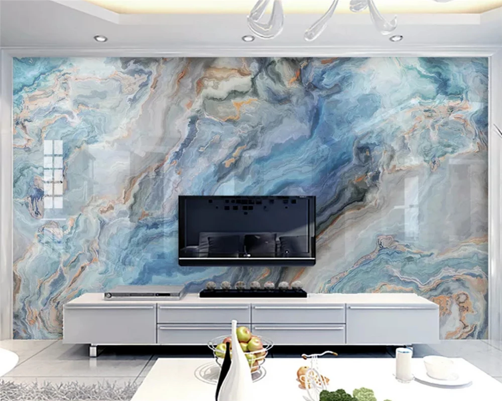 

beibehang Customized environmental 3D stereo modern blue landscape marble papel de parede 3d wallpaper background wall paper