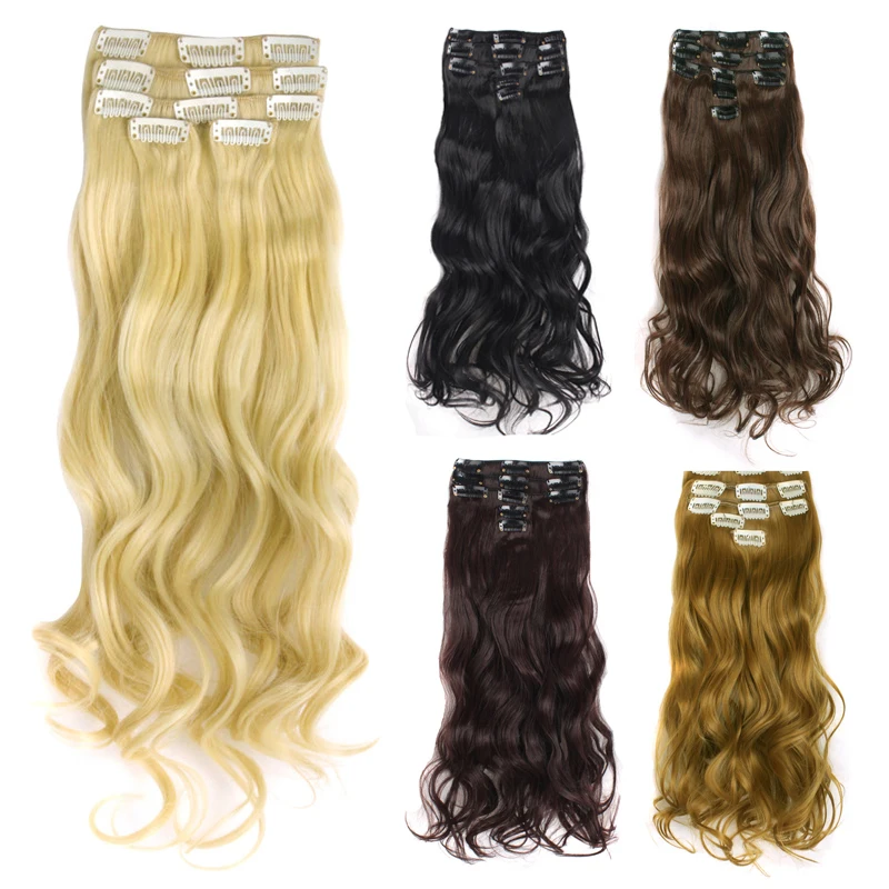 MapofBeauty коричневый блонд черный 11 шт. накладные волосы на клипсах синтетические