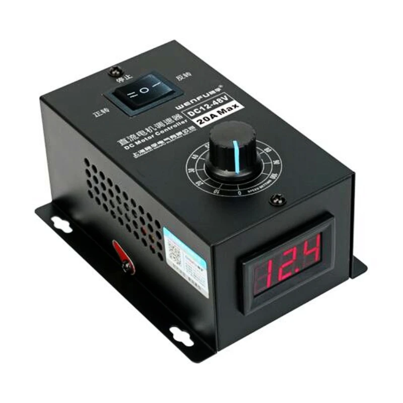 Цифровой дисплей 0~ Регулируемый DC 12-48V 20A контроллер скорости двигателя постоянного тока ШИМ-Регулятор 12V 24V 48V Реверсивный