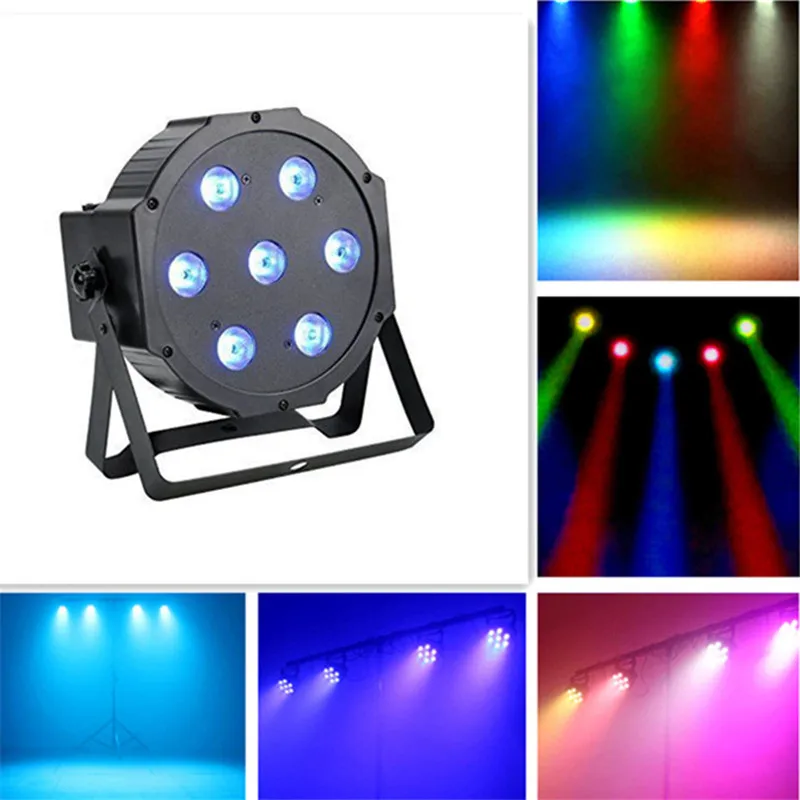 Быстрая доставка 7x12 Вт светодиодные прожекторы RGBW 4 в 1 плоские dmx512 для дискотек