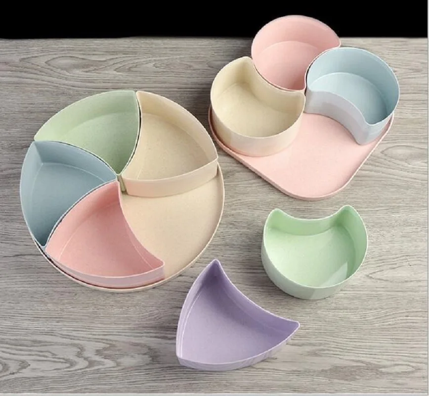 Пшеничная солома сушеные фрукты пластины отсек с крышкой мульти-зерна конфеты
