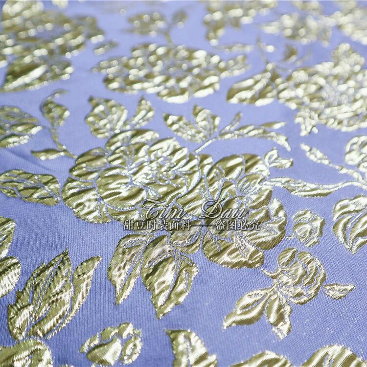 Стерео Золотая Роза жаккардовая ткань золото Мода парча плотное платье пальто