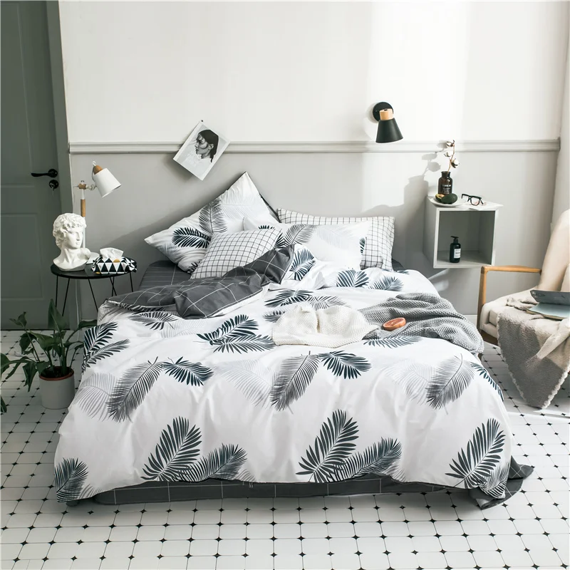 3/4pc 100% Cotton bedding set Single Queen King size duvet cover fitted sheet pillow cases nordic quilt covers white bed linens | Дом и сад