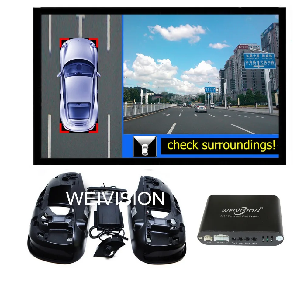 Запись 360 градусов Автомобильный видеорегистратор с видом птичьего полета