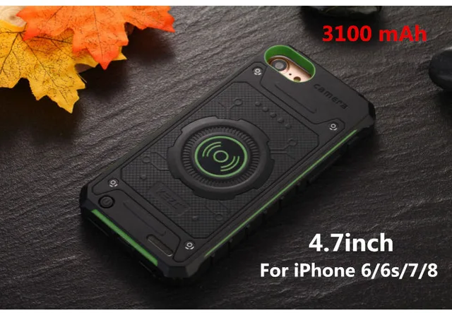 Green for 6 7 8 6S KQJYS, беспроводное зарядное устройство для телефона, чехол для батареи для iPhone X, 8, 7, 6 S, чехол для питания, беспроводной зарядный внешний аккумулятор для iPhone 7, 8, 6, 6s Plus - Цвет: Green for 6 7 8 6S