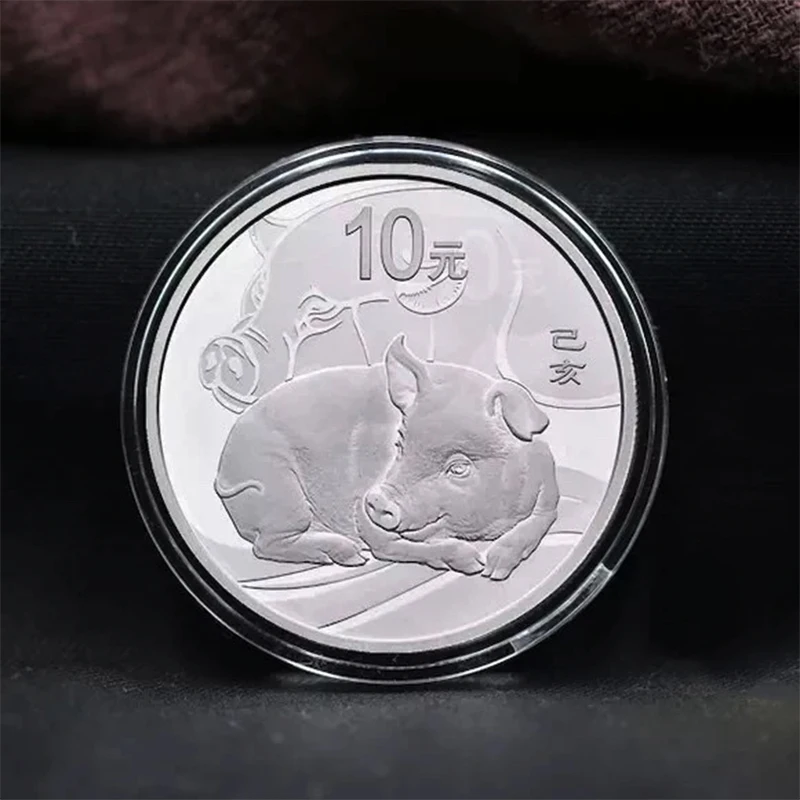 Китай 2019 lunar животного свиньи 30 г Серебряная монета доказательство с COA и коробка