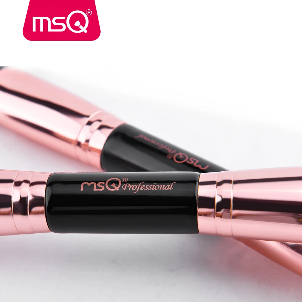 Набор профессиональных кистей для макияжа MSQ розовое золото двухсторонняя