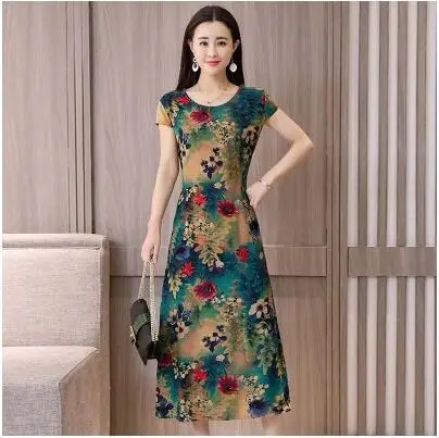 Vestidos mujer, ограниченная серия, новинка, с круглым вырезом, до середины икры, Vestido, Longo, Vanled, платье, женское, с коротким рукавом, круглый вырез, длинное, с принтом, тонкое - Цвет: 3