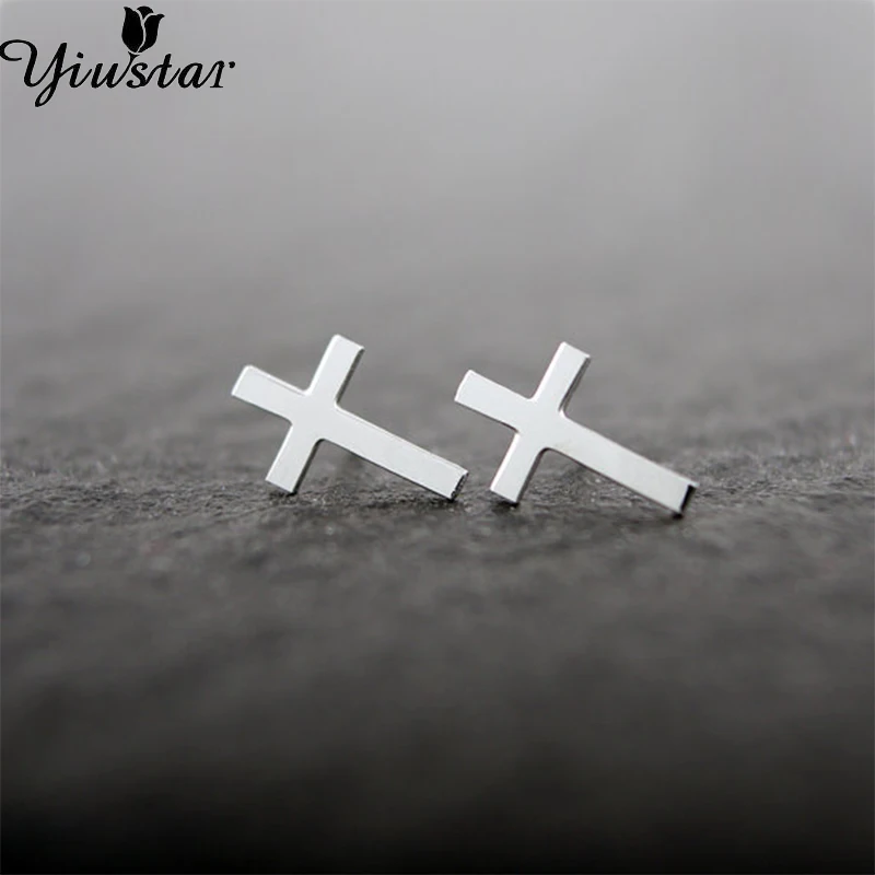 

Серьги Yiustar с крестом для женщин и девушек, простые крошечные латунные серьги-гвоздики с крестом для женщин, Религиозные христианские украш...