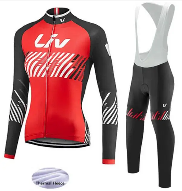 Winter02 Liv велосипедная майка pro team, зимний теплый флисовый комплект с длинным рукавом, ropa ciclismo, одежда для триатлона, одежда для велоспорта - Цвет: Winter02