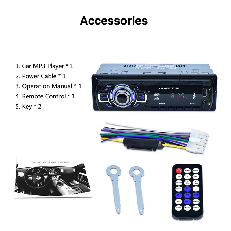 60Wx4 Bluetooth стерео плеер FM Радио MP3 USB SD AUX аудио Авто Электроника Авторадио Поддержка