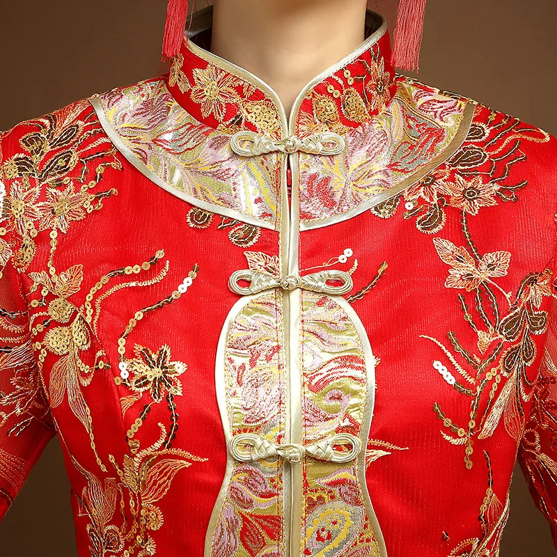 Винтажное красное свадебное платье Cheongsam с вышивкой, современный Традиционный китайский стиль, свадебное платье, Восточное женское платье Qipao, Vestidos, размер s-xxl