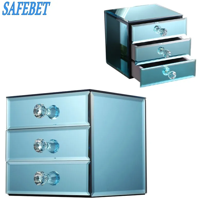 

SAFEBET Brand Knight Crystal Glass Jewelry Perfume Storage Box Creative Luxurious Organizers Jewelery Ring Perfume Home Storage