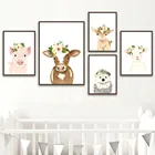 Постеры и принты на холсте для детской комнаты, с изображением коровы, овцы, свиньи, ежика, фотографии животных на стену