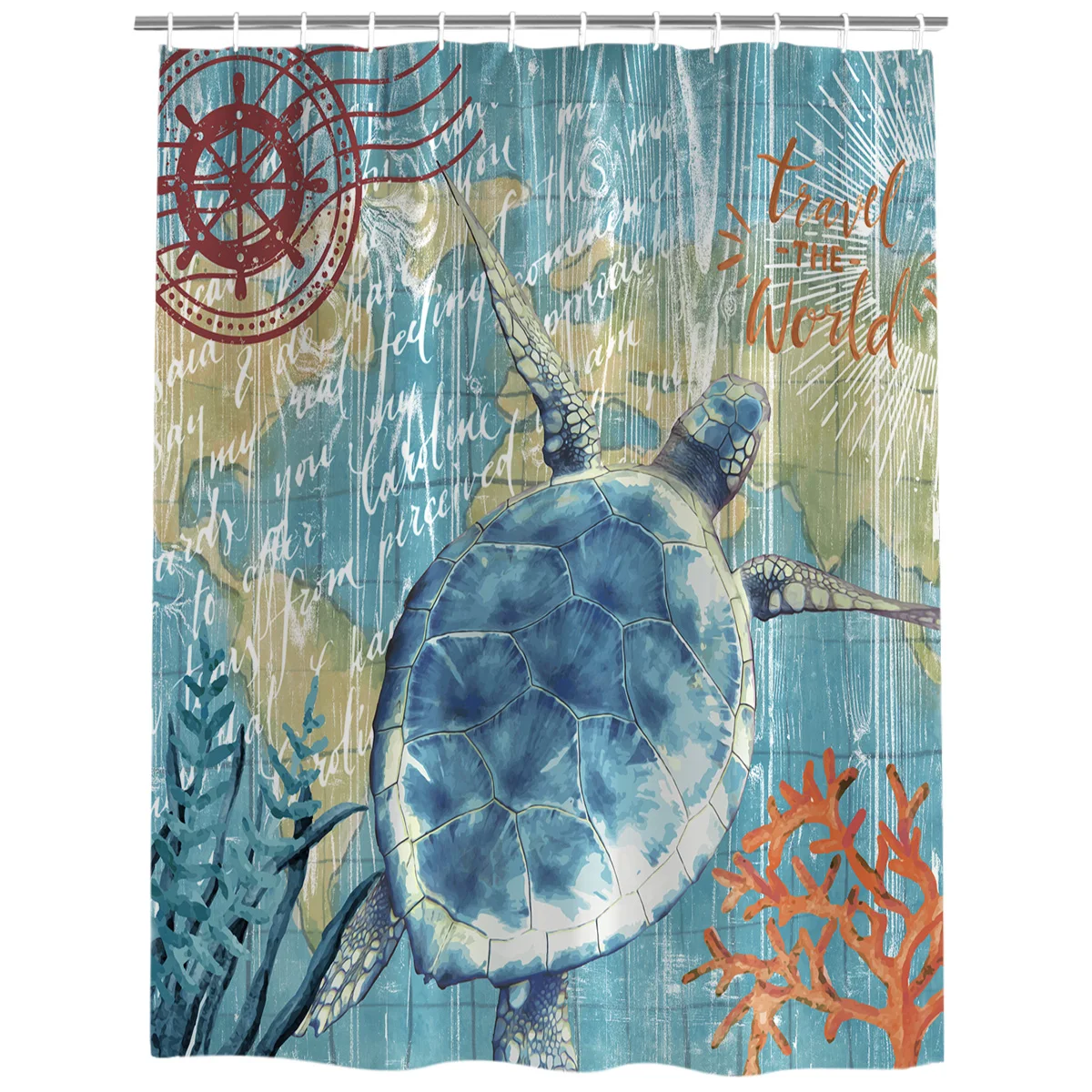Морская тематика жизнь серия черепаха узор ткань занавески для душа лайнер