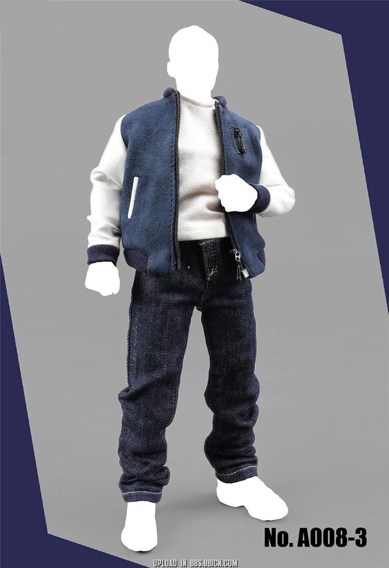 

A008 1/6 Scale Male Clothes Set Men's Baseball Clothes Set Coat Pants T shirt Red/Blue Colors Model for 12''Action Figures