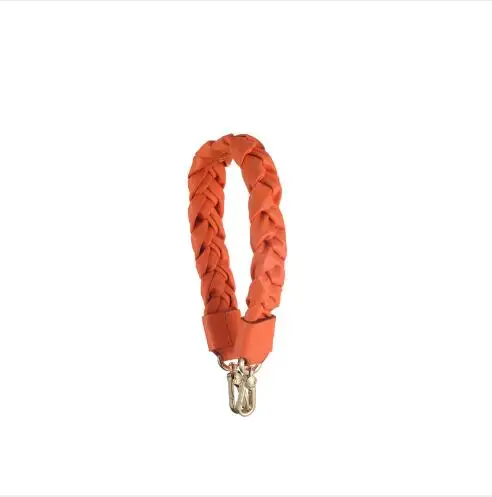 Short orange braided Вязаная сумочка из натуральной кожи, ремень, модный дизайн, сумки, сумка, детали, сумка, аксессуар, легко застёгивающийся - Цвет: Short orange braided