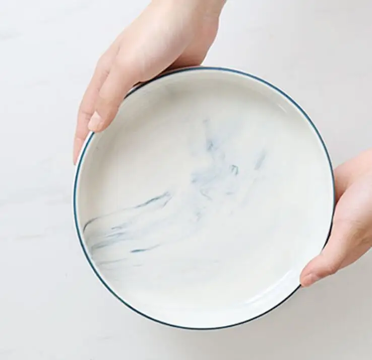 Керамическая тарелка в форме чаши с имитацией мрамора|soup dishes|plate traydish tray |