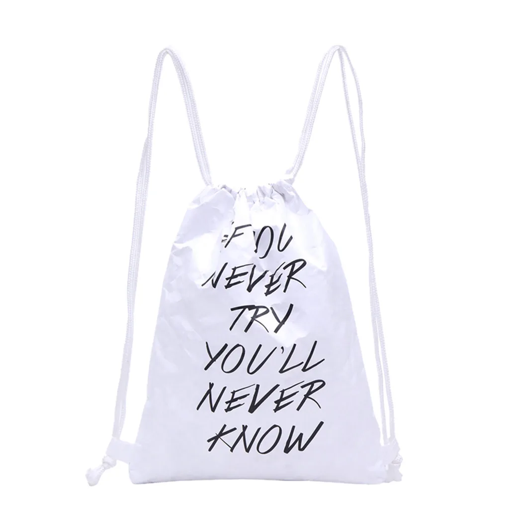 Новый FAahion рюкзак нейтральный письмо kraftpaper водоотталкивающий Путешествия Drawstring