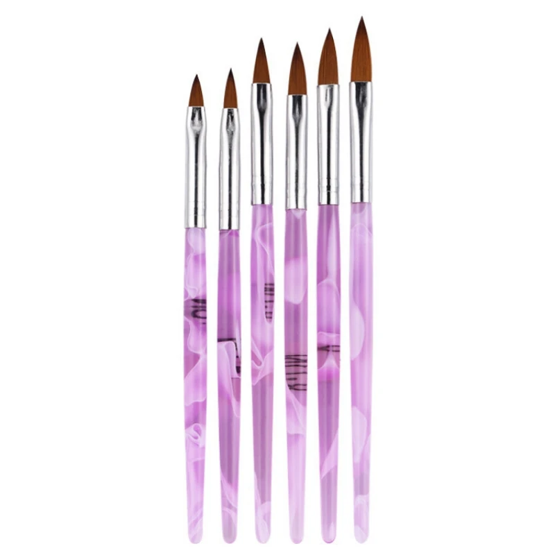 6 шт. акриловая Соболь для дизайна ногтей плоская кисть Сделай Сам дизайн