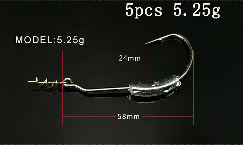 5pcs 5.25g 5 шт./лот колючий свинцовый крючок 2 г/2,5 г/3 г/5,25 г/7 г офсетный рыболовный крючок рыболовные крючки подходят для техасских установок рыболовные снасти Pesca Китай - Цвет: 5pcs 5.25g