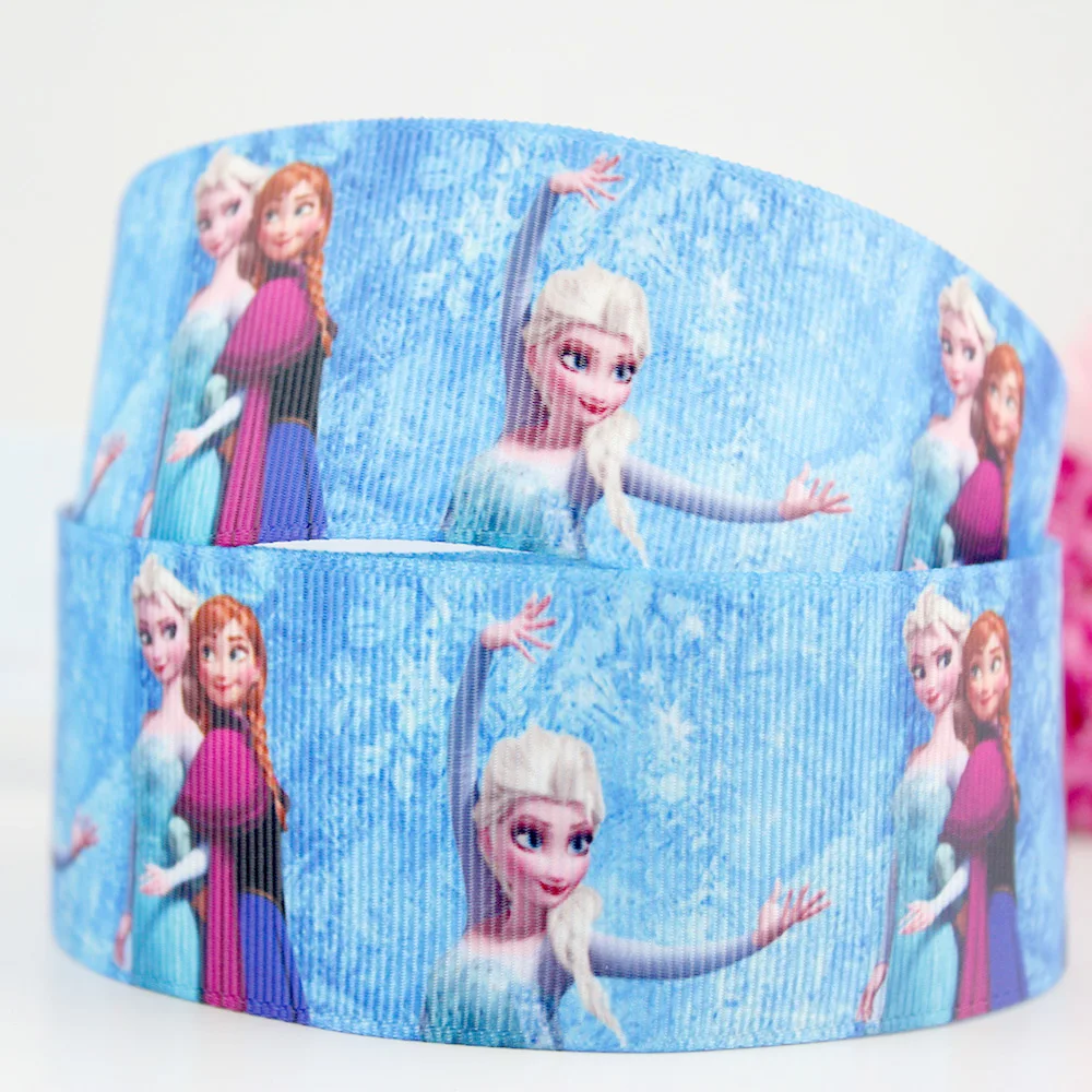 1-1/" синий напечатанный 38 мм мультфильм принцесса grosgrain лента 25 ярдов Упаковка для свадебного подарка ленты DIY бант Ткань лямки