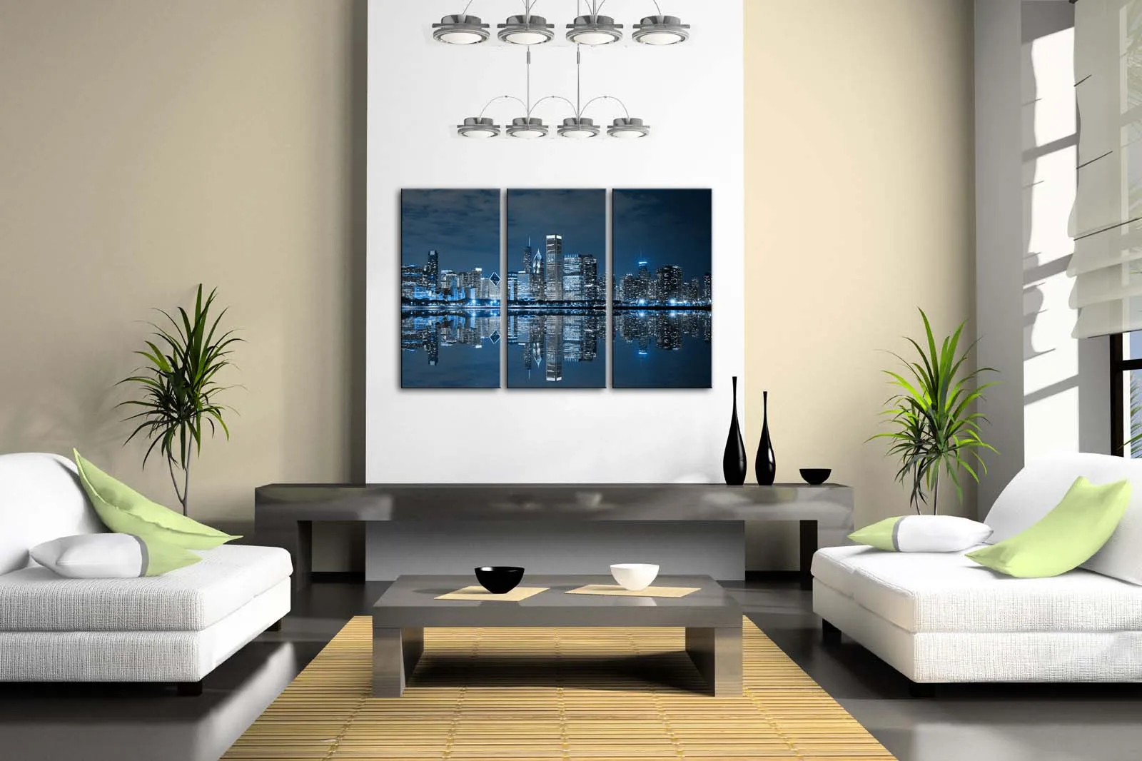 3 Панели без рамки настенные художественные фотографии синие здания Чикаго холст