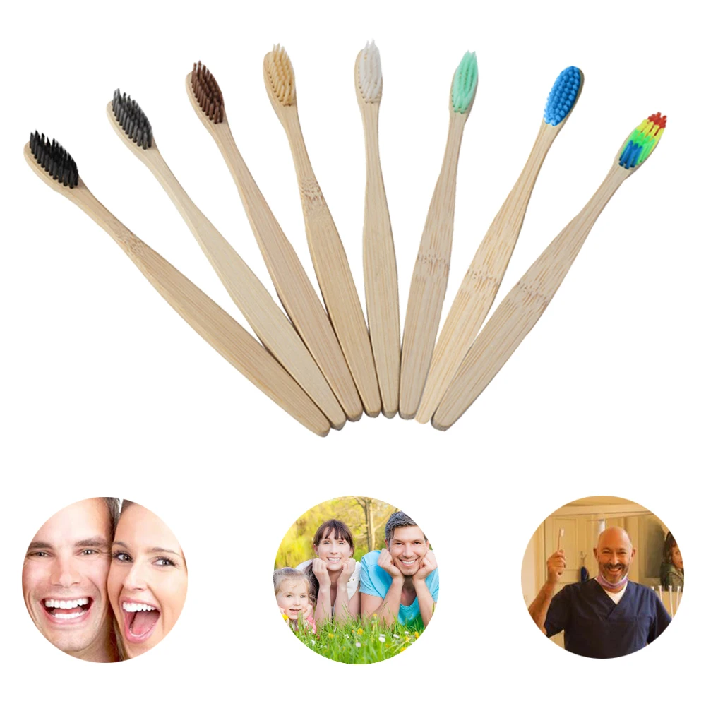 Натуральная бамбуковая зубная щетка с мягкой щетиной радужная деревянная ручка