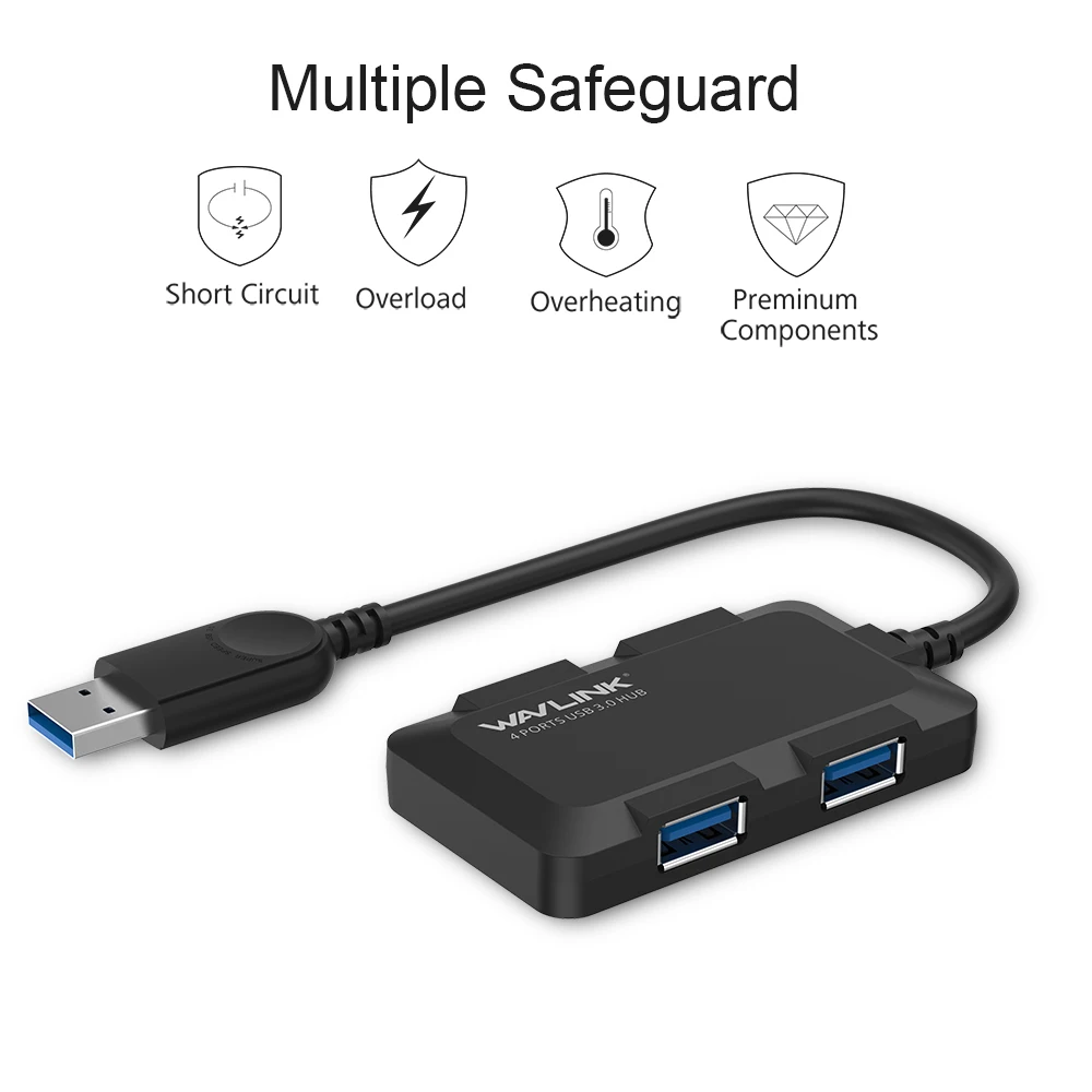 Wavlink 4 порта USB 3,0 концентратор Мини Портативный Суперскоростной компактный usb-хаб адаптер несколько док-станция для Windows Mac OS таблетки для ноутбука