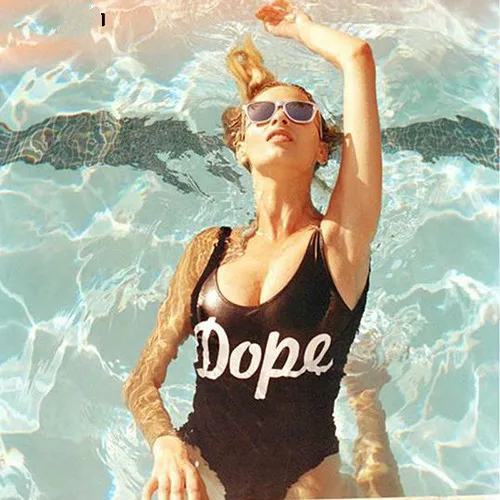 5 Bodysuit Sexy One Piece Women Swimsuit Thong Pink Lips Print Swimwear Bathing Suit Girls Backless Black Monokini - Цвет: 5