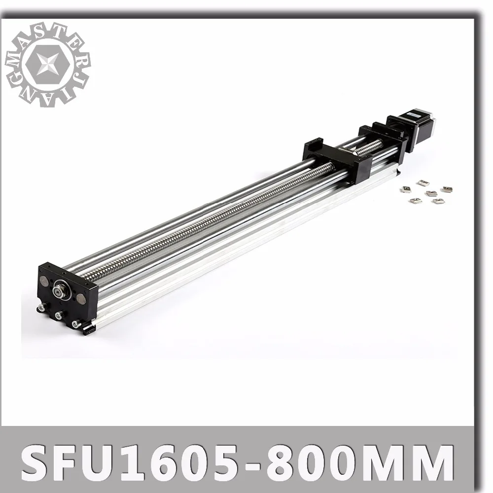 SFU1605-800mm линейные направляющие Линейный система привода модульный стол 800 мм путешествия Длина линейная направляющая SFU1605 шарикового винта раздвижные двери