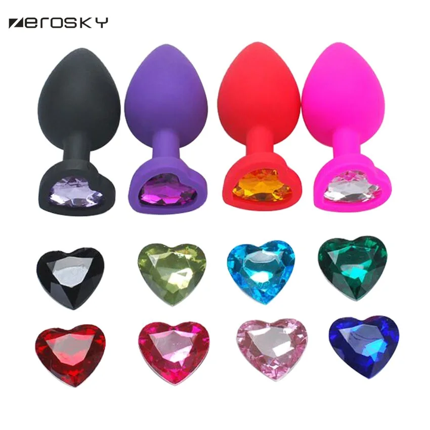 Силиконовая Анальная пробка с кристаллами ювелирные изделия гладкая