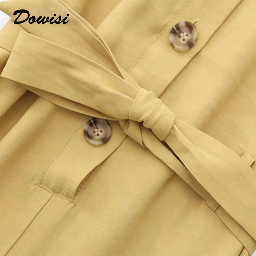 Dowisi однотонный комбинезон летний повседневный с коротким рукавом свободный