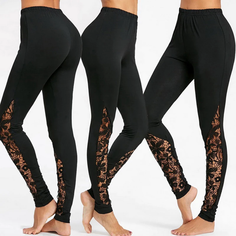 Vertvie 2019 Fashion Women Lace Skinny Pants Yoga Sport Leggings Trousers Gym Tights Running Workout Fitness | Спорт и развлечения