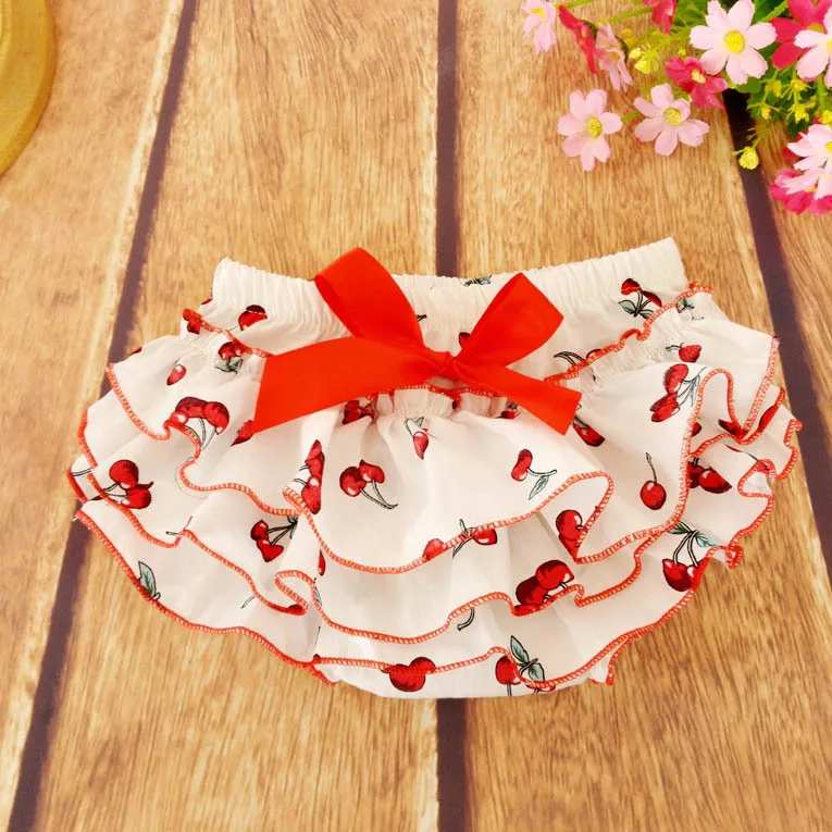 

Hot sale girls underwear floral briefs panties cherry baby kids short 100% cotton panties size 0-24M
