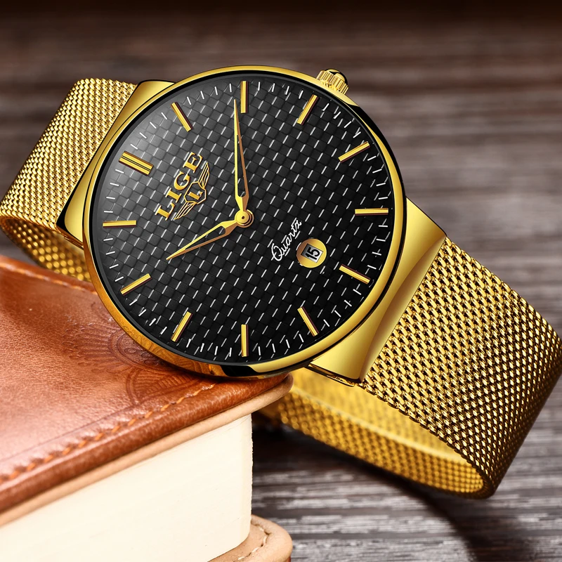 Мужские часы LIGE модные деловые повседневные водонепроницаемые спортивные