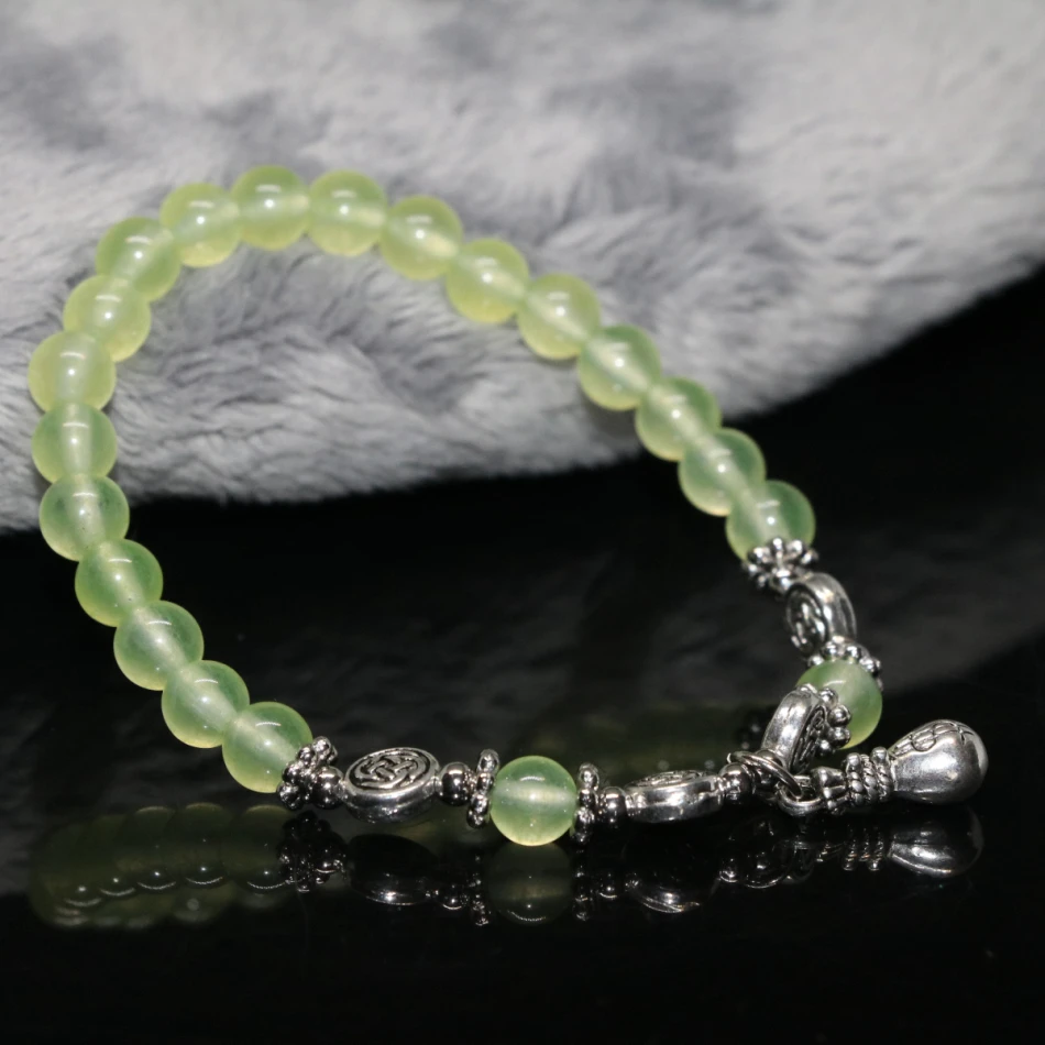 Оптовая цена уникальный 6 мм нитка круглых бусин браслет натуральный зеленый