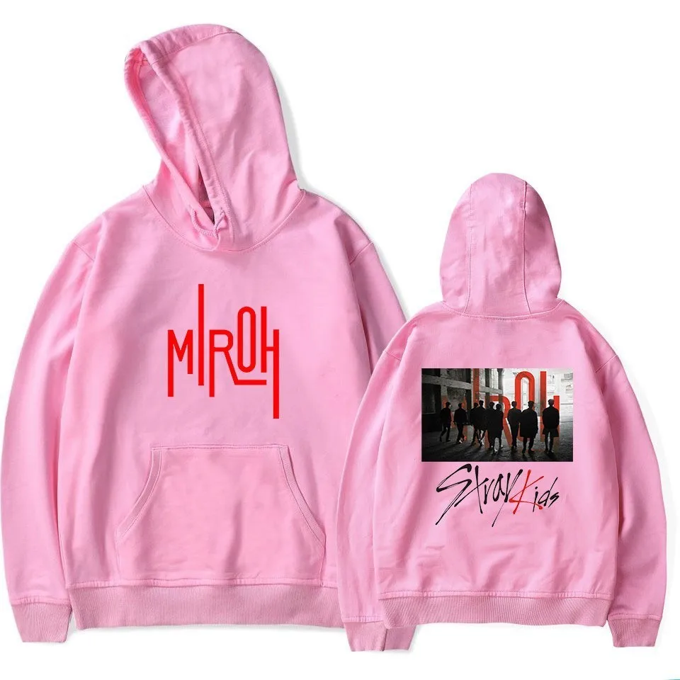 Stray kids Pink 2 Kpop/Детские толстовки с капюшоном, пуловер в стиле хип-хоп, однотонные, розовые, черные, с капюшоном, толстовки с капюшоном для мужчин и женщин, свитшоты размера плюс, для девочек - Цвет: Stray kids Pink 2