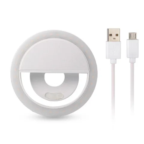 USB nabíjení selfie prsten LED telefonní klip Světelná lampa mobilní telefon LED selfie lampy prsten Flash Flash Lenses pro iPhone Samsung Huawei