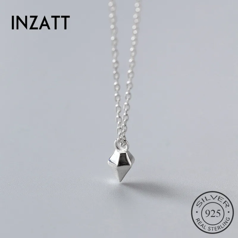 INZATT, настоящее 925 пробы, серебро, минималистичное, геометрическое, конус, капля, классическое ожерелье с подвеской для женщин, модное ювелирное изделие, подарок