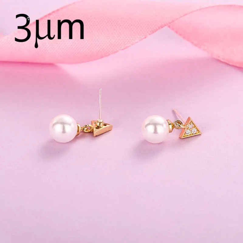 3 мкм Новое поступление серьги с белыми Кристальные винтажные жемчужные золотые