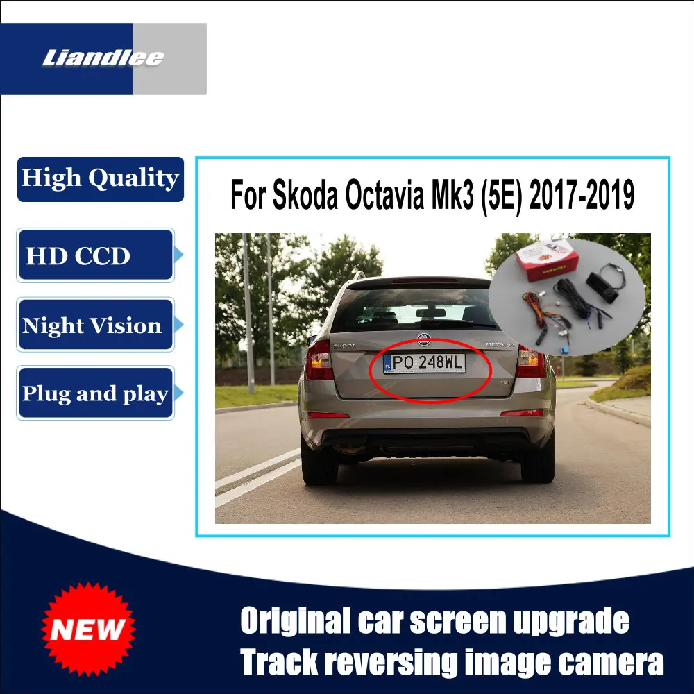 CCD HD For Skoda Octavia Mk3 5E 2017 2018 2019 Original Car Screen Upgrade Reversing Image Camera Track Handle Rear View Camera