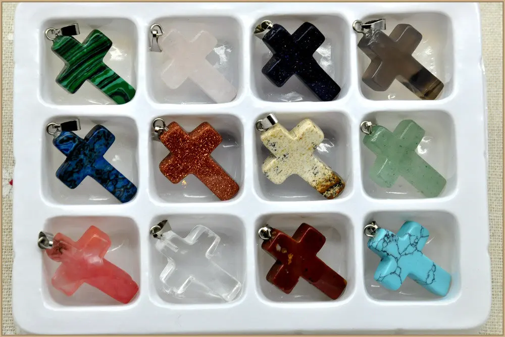 Юмбен натуральный кристалл крест ожерелье кулон набор религиозные амулеты Overwatch