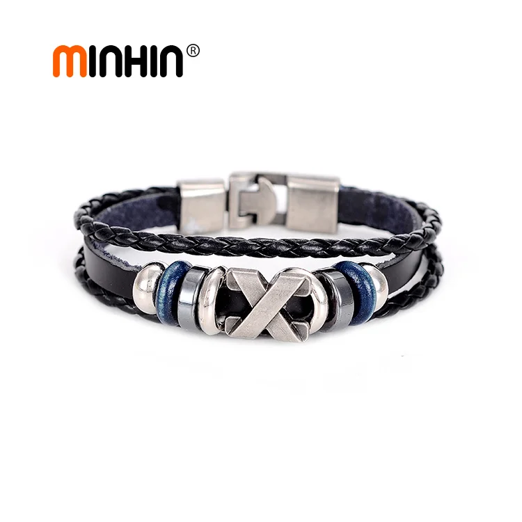 Minhin из натуральной коровьей Кожаные браслеты Для женщин Для мужчин панк Винтаж бронза Руль Дизайн Браслеты с подвесками Браслеты унисекс вечерние украшения - Окраска металла: SL329