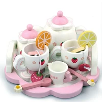 kids wooden tea set toy furniture toy realistic dollhouse kitchen toys pink sweet strawberry pretend play parent child games0 8k