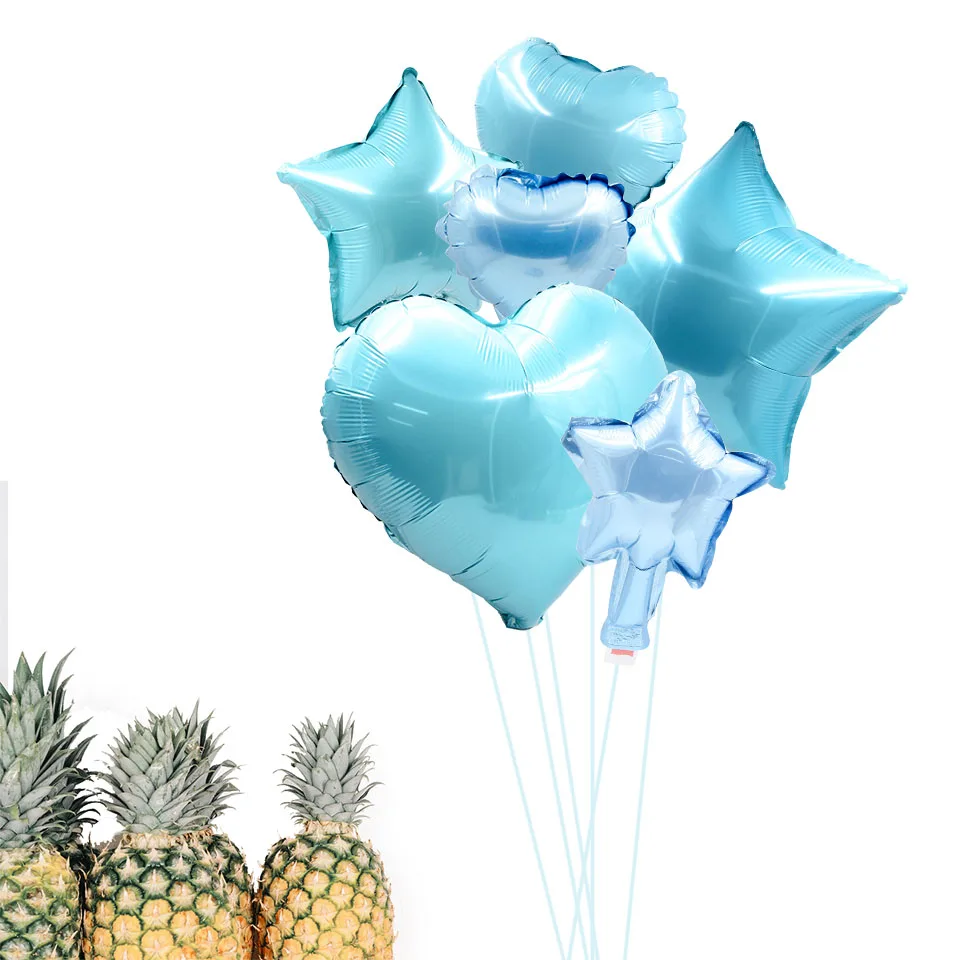 1set/6pcs Tiffany Blue Aluminium Foil Balloon Heart Star Shaped Helium Air Ball Decor Wedding Birthday Party Balloons Supplies | Дом и сад