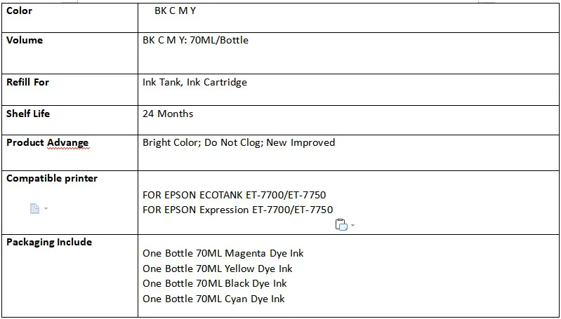 106 512 краситель чернила для Epson ET-7700 ET-7750 заправка краски чернила для Epson