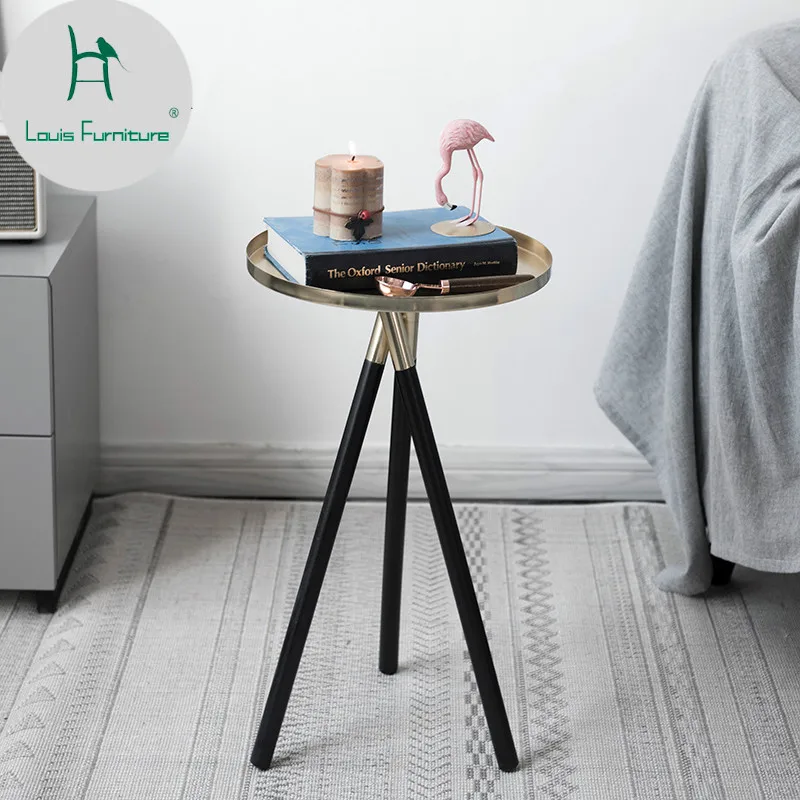 

Louis Fashion Nordic Fashion Gold Tea Table Model Room Sofa Side a Few Simple Corner Bedroom Creative Bedside Round