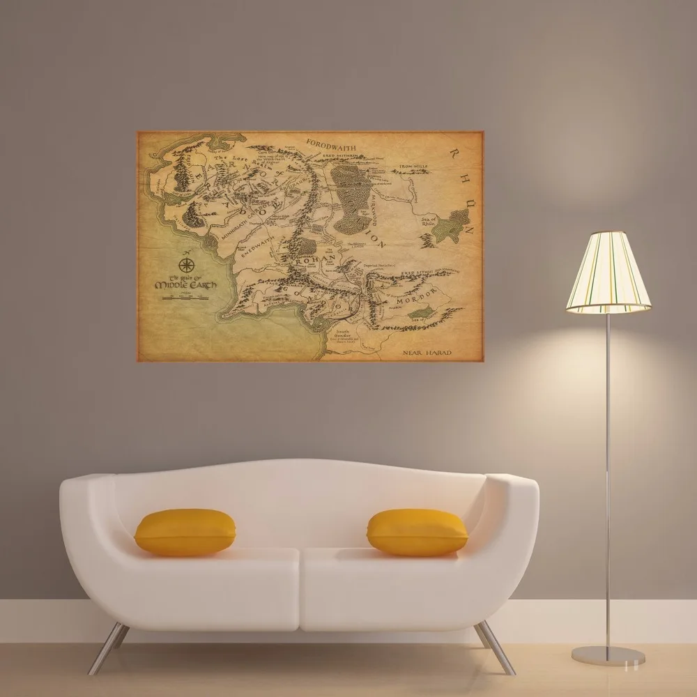 Карта средней земли Цитата холст художественный Принт плакат настенные