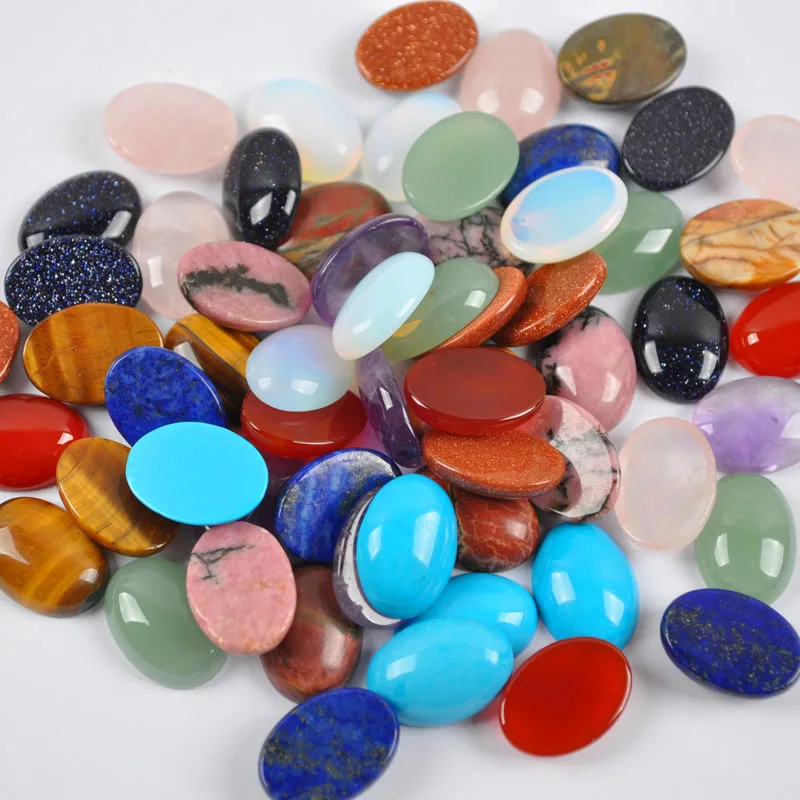 

30x22MM Natural Mixed Stone GEM Bead Oval CAB Cabochon Jewelry (10 pcs/lot) H002
